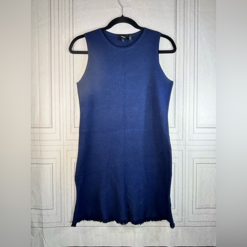 Theory Dark Blue Sleeveless knit fringe dress S